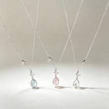3 Pieces Set Of Ice Transparent Droplet Butterfly Necklace, Feminine Temperament, Niche Design, Best Friend Necklace, Collarbone Chain - Multicolor - View 1