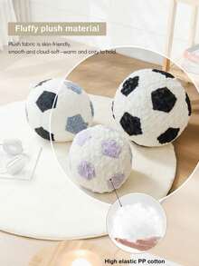 Football-Shaped Plush Throw Pillow, Soft Fluffy Round Cushion, 3D Textured Decorative Pillow, Suitable For Football Fans, Men's Space, Game Room, Living Room Sofa, Bedroom Home Decor - Purple - View 4