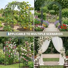 Metal Garden Arch Trellis, 7.3 Ft PE-Coated Steel Climbing Plant Support With Hardware For Raised Beds & Paths - Black - View 6