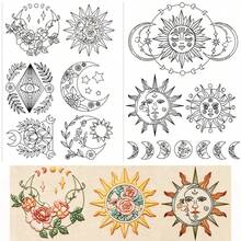 Estabilizador de bordado con estampado de sol y luna pre-impreso, tela no tejida autoadhesiva y soluble en agua, adecuado para bordado hecho a mano - 2ST-B - Ver 9
