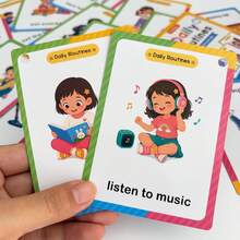 38 Words Kids Daily Routines English Flashcards Preschool Kindergarten Everyday Action Vocabulary Educational Cards Parent Child Interactive Toys - Multicolor - View 10