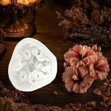 1pc Beautiful Hibiscus Flower Bouquet Shaped Silicone Mold, Suitable For DIY Aromatherapy Candles, Gypsum Ornaments, Epoxy Resin, Cement Crafts, Ideal For Wedding Decor, Home Decor, Holiday Gifts - 3-hole Hibiscus Mold - View 2