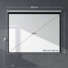 HOMCOM Pantalla de Proyector Eléctrica 100 Pulgadas Pantalla de Proyección Portátil Formato 4:3 con Mando a Distancia Tela de Proyección para Interior y Exterior 203x152 cm Blanco - Enchufe EU Tipo C(220-240V) - Ver 14