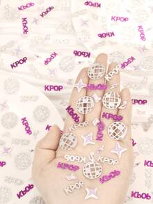 500pcs K-POP Theme Purple Silver Holographic Confetti With Music Note Disco Ball Design, Kpop Theme Party Decorations, Suitable For Birthday, Pop Music Party, Bachelorette Party, Decorative Confetti - K-pOP Disco Theme - View 6