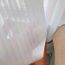 1pc Korean Style Pure White Vertical Texture Semi-Sheer Curtain Valance, Bedroom Entryway Arch Window Decorative Concealment Curtain - 1PC - View 6