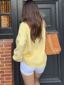 Women's Comfortable Versatile Loose Long Sleeve New Style Hot Girl Pullover Sweater Fall - Butter Yellow - View 3