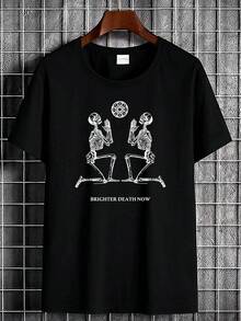 ChristmasBRIGHTER DEATH NOW Gothic Grafik-Shirt – mit Skeletthänden & Design, weiches atmungsaktives Unisex Streetwear-T-Shirt, Trendartikel für Herren - Schwarz - Übersicht 3