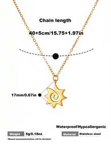 1pc Stainless Steel Pendant Necklace Exquisite Vortex Sun Pendant Waterproof 18k Gold Plated Chain Glowing Sun Pendant For Women - Necklace - View 4