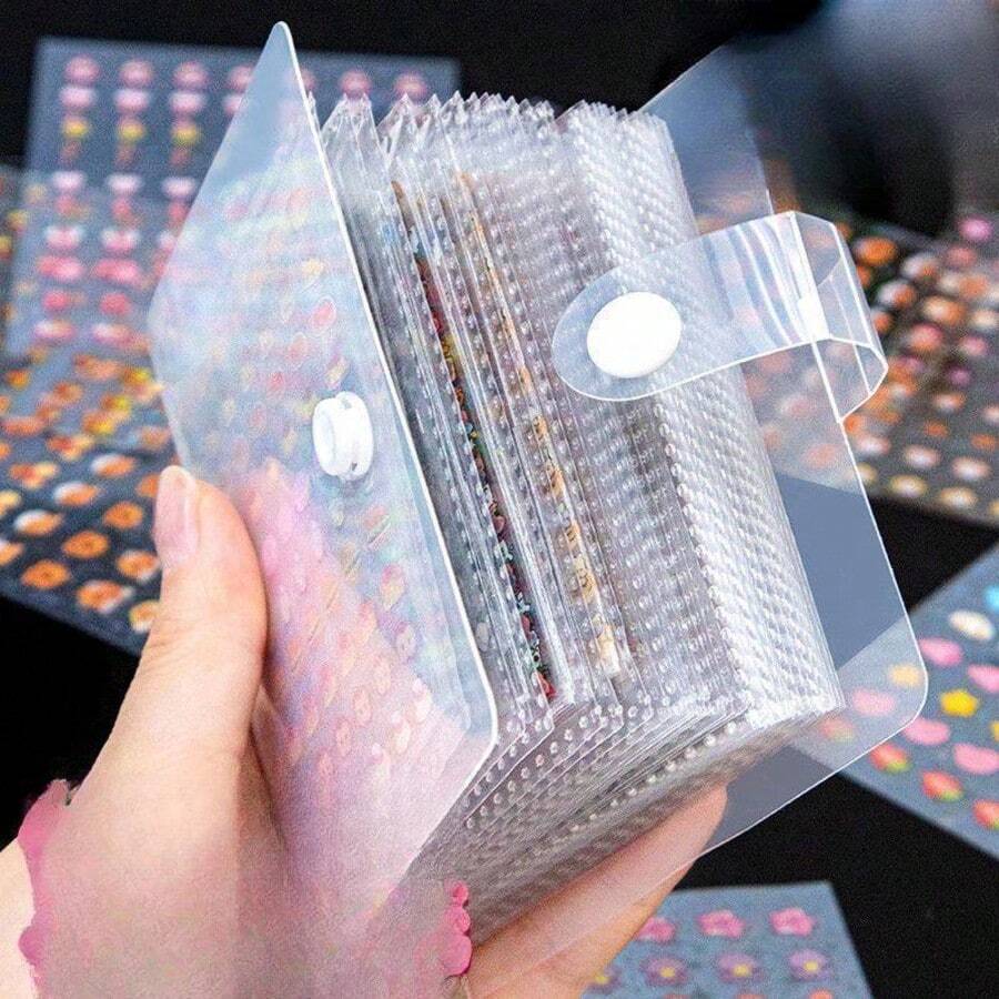 2400pcs Cute Mini Sticker Set With Storage Book | Portable Transparent Plastic Material, Various Beautiful Designs, Perfectly Match Notebooks And Photo Albums, Ideal For DIY Journals And Scrapbooks - Multicolor - View 1