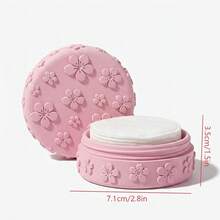 1pc Cherry Blossom Embossed Makeup Pad Storage Box, 3D Printed With Lid Dust-Proof Makeup Storage Can, Highly Attractive Girly Makeup Box, Bedroom Vanity Bathroom Desktop Decor Ornament, Desktop Makeup Sponge Storage Box - Multicolor - View 3