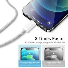 Set Pengisi Daya Cepat Apple, Kabel Jalinan Nilon Tipe C ke Lightning Abu-abu 3,3 kaki/100 cm + Pengisi Daya Dinding AS 30W, Colokan Pengisian Daya Efisiensi Tinggi, Kompatibel dengan iPhone 14/13/12/11 Pro Max Plus, Set Adaptor Ponsel Seri - Steker Tipe AS A (110-127V) - View 5