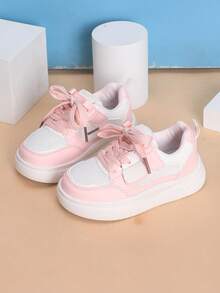 Toddler's Fashion Colorblock Sports Skate Shoes With Hook And Loop Closure - Pink - View 4