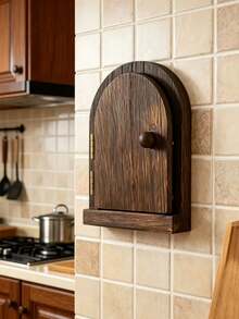 1pc Handmade Wooden Power Outlet Cover (Non-Electric), Handcrafted Wooden Design, Decorative Outlet Cover, Solid Wood Arched Switch Decorative Box, Rustic Country Style, Outlet Wall Cover, Control Panel, Suitable For Living Room Wall, Bedroom Decoration, Home Decor, Applicable To Hotel, B&B, Kitchen Outlet Decorative Box Protection, Enhancing Space Aesthetics - Brown - View 7