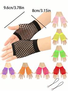 Women Short Mesh Gloves Short Fishnet Gloves For Women And Girls Mesh Decor Party Gloves For Travel Fall Home Decor Wedding Room Dorm Camping Birthday Gift Travel Christmas And Halloween Daily Outdoor Back To School Essential Accessory - Multicolor - View 10