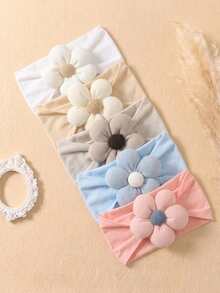5pcs Girls Autumn Candy Color Floral Elastic Decorative Baby Headband Set, Suitable For Daily Use In All Seasons - Multicolor - View 8
