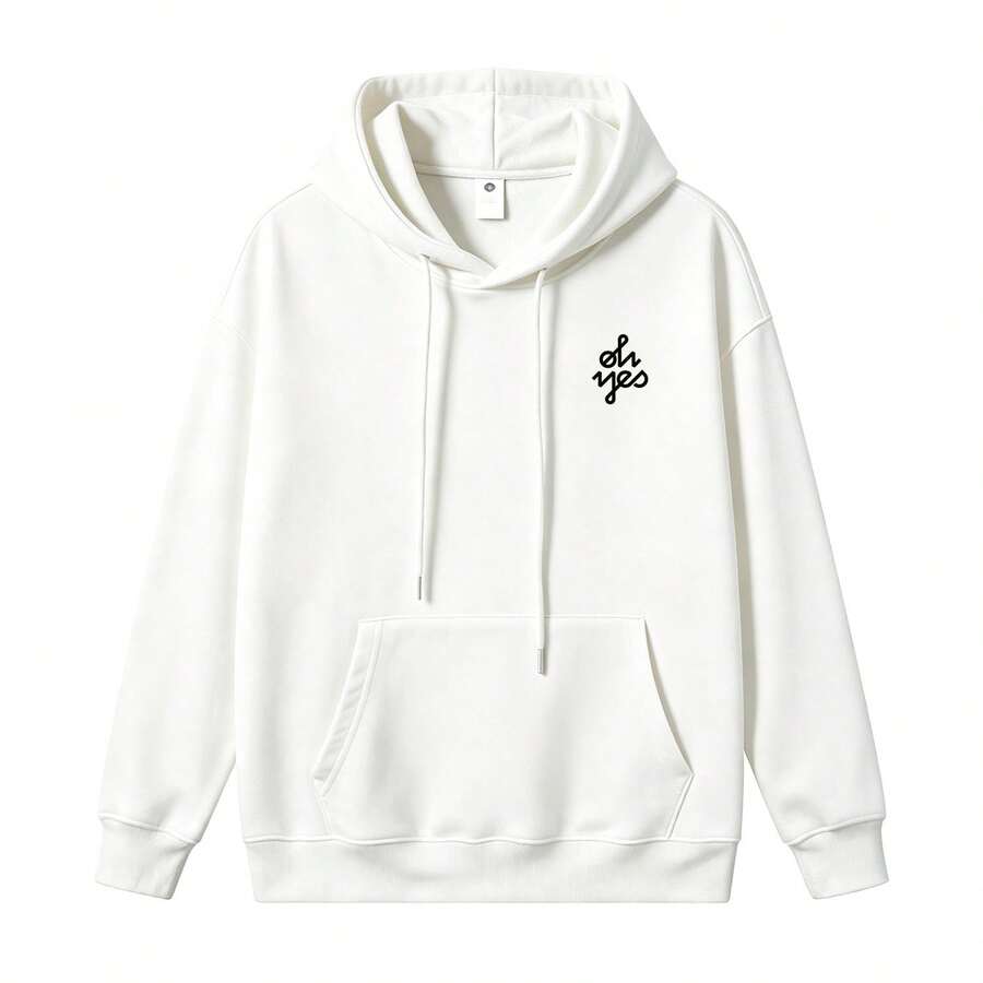 Fashion Brand LOGO Printed Unisex Hooded Sweatshirt With Kangaroo Pocket Design, Versatile And Comfortable Long-Sleeve Jacket - 白色 - 查看 1