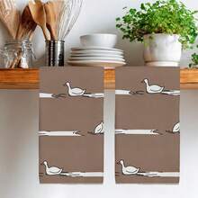 2PCS Kitchen Towels Brown Background Duck Playing In Water Pattern, Ultra-Fine Fiber Material Soft Kitchen Towels Dish Cloths, Hand Towels, Tablecloths, Kitchen Decor, Kitchen Cleaning, Bathroom Cleaning, Holiday Party Decor, Kitchen Bathroom Supplies Home Essentials, Home Decor, Housewarming Gift - Grey - View 8