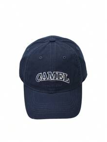 CAMEL CROWN 復古水洗寬帽簷棒球帽，大頭設計適合小臉，新款中性網球遮陽帽 - 黑夜藍 - 查看 2