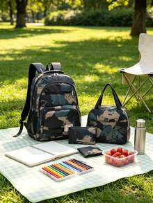 Set Of 3 Colorblock Mixed Fashion Backpacks, Large Capacity Zipper Minimalist Backpacks For Students, Suitable For Elementary, Middle, And High School Students, Fashion Casual Campus Backpacks, Boy's Travel Backpacks, Business Travel Vacation Outdoor Sports Boyfriend Gift, Back To School Essential - Multicolor - View 8