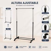 Perchero independiente – Almacenamiento de ropa y calzado – Permite guardar tanto ropa como zapatos; diseño sencillo pero sofisticado.Especificaciones: 80 x 43 x 90/160 cm altura ajustable - A - Ver 5