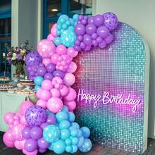 12/60/65PCS Pink, Purple, And Blue Latex Colorful Balloon Set, Suitable For Birthday Parties, Weddings, And Y2K Party Decorations - View 10