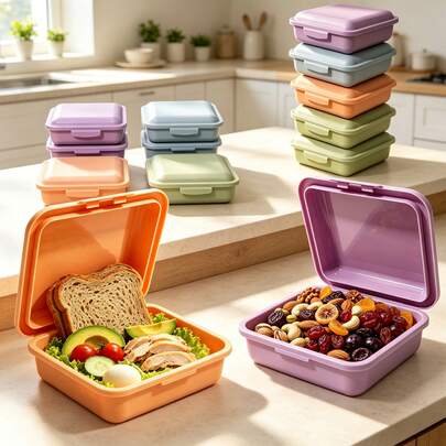 1 hộp đựng sandwich bằng nhựa tái sử dụng, hộp đựng bánh mì di động dùng được trong lò vi sóng, hộp đựng sandwich cho người lớn, hộp cơm di động nắp gập khóa cài, hộp đựng bánh mì sandwich, hộp bento cho trường học, văn phòng, dã ngoại, phụ kiện nhà bếp
