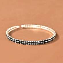 1 Pieza Brazalete Decorado Con Diamantes De Imitación Para Mujer, Accesorio Para Uso Diario/fiestas De Moda - Plateado - Ver 20