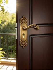 1 Set Metal Door Lock With Lock Body And Lock Cylinder Or 2 Handles, 3 Keys, Suitable For Bedroom, Room, Study Interior Doors - Bronze - View 8