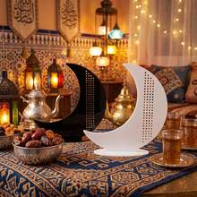 Hollow Out Assemble Acrylic Ramadan Decor, Crescent Moon Mosque Palm Tree Table Sign, Ramadan Kareem Eid Mubarak Muslim Home Tabletop Ornament Festival Gift - A - View 7