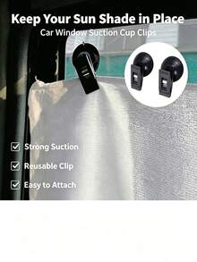 Penjepit Jendela Interior Mobil Warna Hitam dengan Perekat Hisap, Braket Plastik yang Dapat Dilepas, Cocok untuk Tirai Matahari, Handuk, Tiket, dan Lainnya - cangkir hisap - View 2