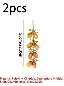 1/2pcs 22.05 Inch Artificial Fruit And Vegetable Garland, Faux Mango, Apple And Vegetable Vine, Suitable For DIY Wreath, Party Decoration, Halloween Decoration, Farmhouse Decor, Dorm Decor, Kitchen Decor, Restaurant Arrangement, Faux Fruit Photography Props, Garden Decoration - Multicolor - View 10