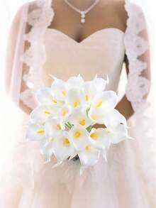 12pcs/6pcs White Artificial Calla Lily Flowers, Artificial Flower Bouquet, Home Wedding Decoration, Garden Decoration, Party Decoration, Bohemian Style Decoration, Holiday Party Decoration, Birthday Celebration, Daily Gift - White - View 2