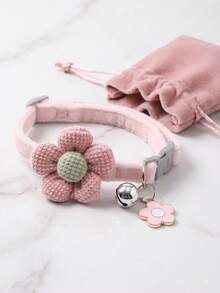 1pc Flower Decor Pet Collar With Pendant, Suitable For Small Cats And Dogs, Decorative Leash Function (Neck Circumference 20-31cm) - Pink - View 9
