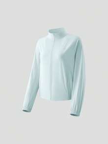 Jaket Pelindung Matahari Cepat Kering dan Nyaman untuk Wanita Beneunder (Potongan Longgar, Kerah Tegak) AL002 - Baby Blue - View 9