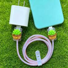 Flower Design Cable Protector, Anti-Breakage Charging Cable Protector, Compatible With IPhone 12-15/16, Type-C & Lightning Data Cable Protector, Cute Decorative Charging Cable Protector - Multicolor - View 3