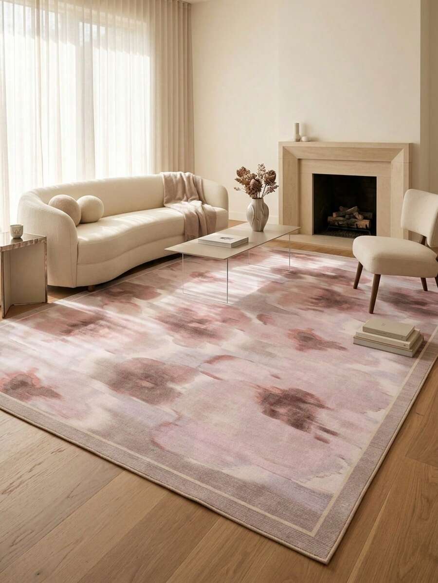 1pc Modern Aesthetic Fresh Oil Painting Style Floral Soft Faux Cashmere Area Rug, Bathroom, Kitchen, Entrance, Hallway, Bedside, Living Room, Bedroom, All Season Machine Washable Floor Mat, Home Decor - Multicolor - View 1