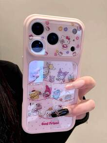 SANRIO Fashionable Fresh Polka Dot Pink Cute Melody Rabbit KT 2-In-1 Phone Case, Full Coverage Dotted Pattern Cover Phone Case, High Quality, Highly Rated Phone Case, Compatible With Apple 17 16 15 14 13 12 11 Pro Max 16 15 14 Plus, Minimalist Creative Anti-Drop Back Cover - Sanli Family - View 6