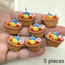 5/10pcs Resin Easter Egg Pendants, Suitable For DIY Jewelry Making, Perfect For Party Accessories, Earrings, Necklaces, Bag Charms - Basket Of Colorful Eggs Pendant - View 13