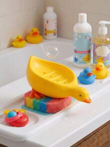 1pc Yellow Duck Shaped Soap Holder, Plastic Material, Suitable For Kitchen Bathroom Countertop Storage Box, Non-Slip Drainage Soap Dish Container, Bathroom Accessories, Home Bathroom Decor, Summer - Multiple Styles and Colors - View 6