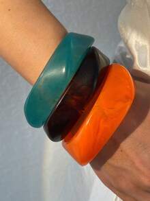 3/1 Stück modisches lässiges Armband-Set aus Harz und Acryl, geeignet für den täglichen Gebrauch von Frauen - Verschiedenfarbig - Übersicht 3