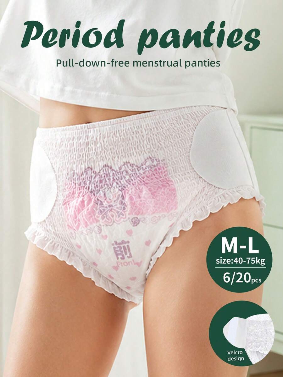 6/20 buah Celana Dalam Pembalut Wanita, Desain Perekat (Tidak Perlu Melepas Celana Dalam), Katun Lembut Ultra Tipis, Daya Serap Tinggi, Sangat Elastis, Penyerapan Cepat, Pas Nyaman, Cocok Untuk Penggunaan Siang dan Malam - Celana menstruasi - tidak perlu dilepas - View 1