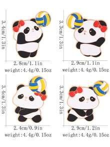 1 pezzo Spilla creativa e carina a forma di panda da pallavolo in lega, spilla animale cartone animato stile cinese, decorazione per zaino & giacca - Multicolore - Visualizzare 3