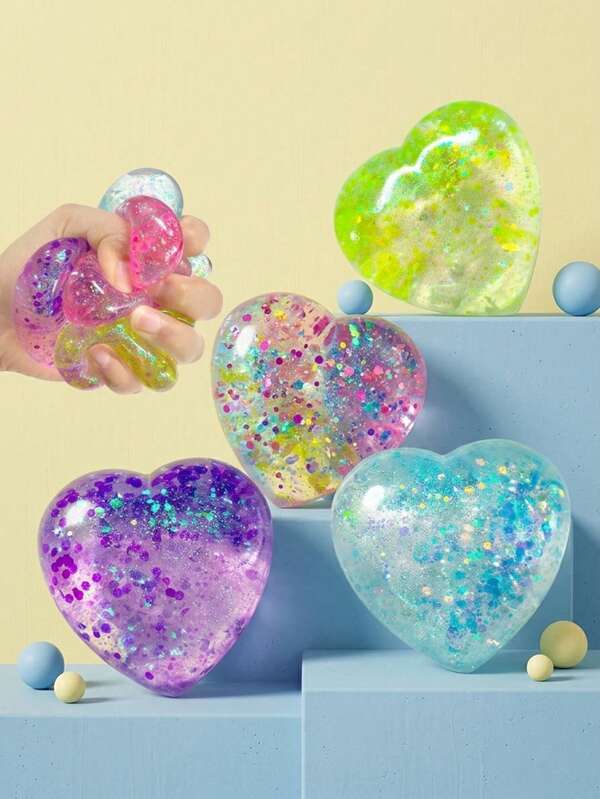POKOJA LAND 1/2/4/8Pcs Sugar Love And Stars Sensory Fidget Toy, Squeeze Sugar Ball Stress Ball With Sticky Inside, Suitable For Anxiety, Autism, ADHD, Fidgeting, Stress Relief Toys, Party Treats, Birthday Gifts, Gift Box Stuffing,Party Gift