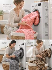 1pc/4pcs/10pcs - Luxury Leopard Print Bath Towel Set - Jacquard Coral Fleece Fabric, Ultra-Soft Plush Towels, Ideal For Creating Bold Home Decor And Spa Environment - Grey - View 5
