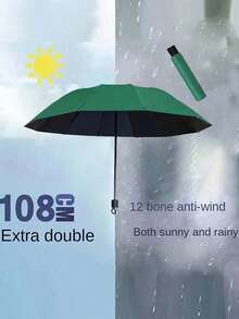 12-Rib Windproof Folding Umbrella, Travel Essential, Sun Protection & Rainproof Dual-Use, Portable Casual Vacation/Summer Supplies - Multiple Styles - View 26