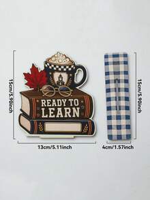 1件入學季桌面裝飾牌「Ready To Learn」書本馬克杯楓葉設計 多層托盤裝飾品 教室農舍風 開學第一天 鄉村教育主題 辦公桌展示 教師感謝 秋季辦公室桌面節日裝飾 - 款式1 - 查看 4