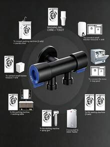 304 Stainless Steel Dual Control Angle Valve, 1 Inlet 2 Outlet Washing Machine Dual Outlet Faucet, 3-Way Valve, 1 Inlet 2 Outlet Dual Control Toilet And Washing Machine Angle Valve, G1/2 Interface, Suitable For Kitchen, Bathroom, Laundry Room And Home Bathroom, Essential Modern Home Accessory, Ideal Choice For Holiday Gifts And Home Renovation - Multicolor - View 12
