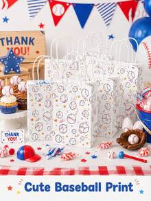 10pcs Baseball Theme Gift Bags, Cute Sports Party Favor Paper Bags With Handles, Suitable For Birthday, Team Celebration, Candy, Snacks And Small Gifts - View 6
