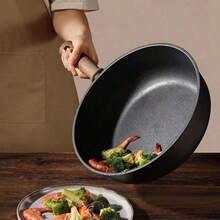 A Set Of High-Quality Black Non Stick Cookware, Including Non Stick Pans, Frying Pans, Soup Pots, And Flat Bottomed Pans, Suitable For Induction Cookers, Compatible With All Stoves, And A Multifunctional Pot For Deep Frying, Boiling, And Stir Frying - View 6