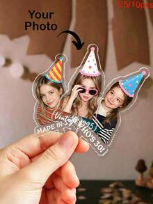 1-10pcs Personalized Character Photo Cake Toppers, Customizable Character Design Cake Decorations, Suitable For Birthday, Wedding, Family Gathering, DIY Party, Smash Cake - Multicolor - View 2